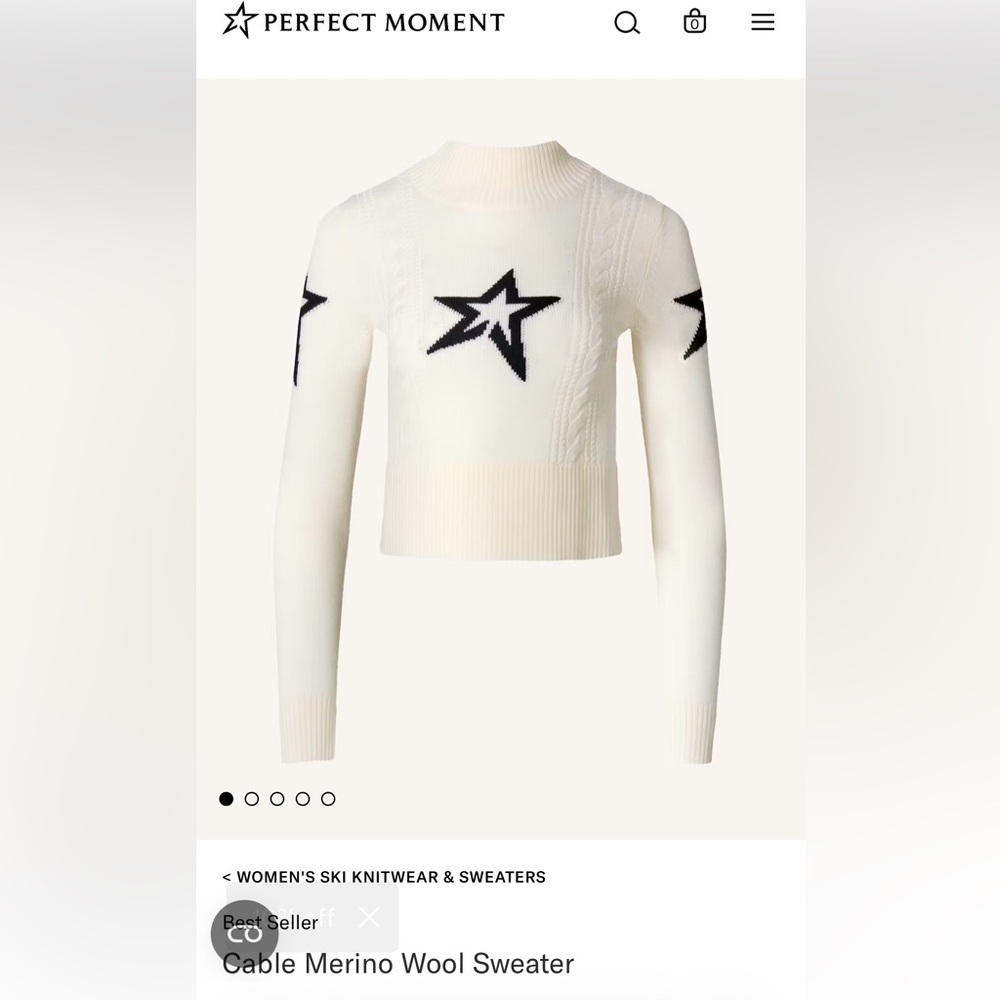 Perfect Moment Cream Star Merino Sweater NWT Size Small.